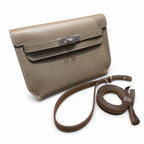 Kelly Depeches 25cm Epsom leather 18 Etoupe elephant gray top handcraft! Counter quality!