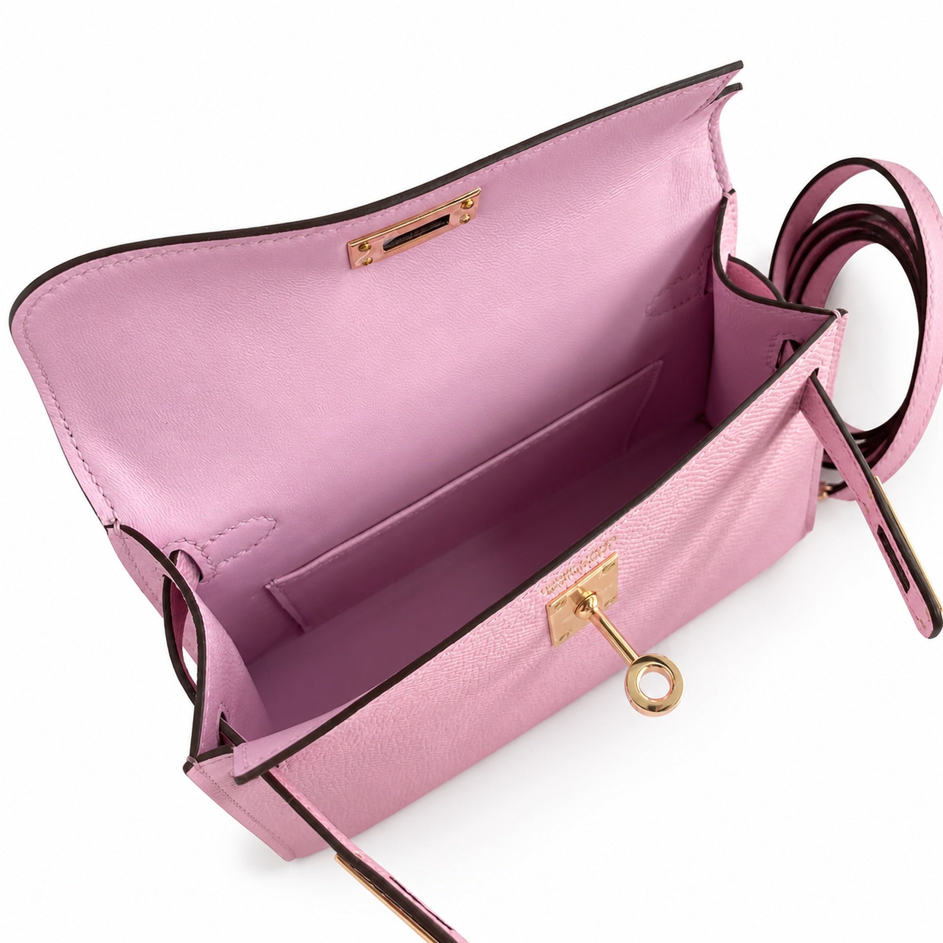 Fully hand-sewn👉Second generation Mini Kelly 19cm imported Epsom leather, malva purple, rose gold buckle
