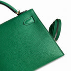 Fully hand-sewn👉Second generation Mini Kelly 19cm imported Epsom leather velvet green gold buckle