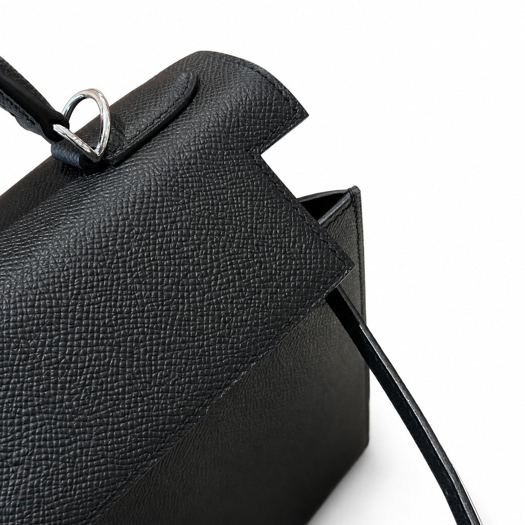 kelly32cm, ck89/Black, Epsom, sliver, all handmade‼ ️Kelly 32cm, black, palm print, silver buckle, high-end handmade exclusive customization‼ ️Purely hand-made nails, hand-engraved hardware, fine stee
