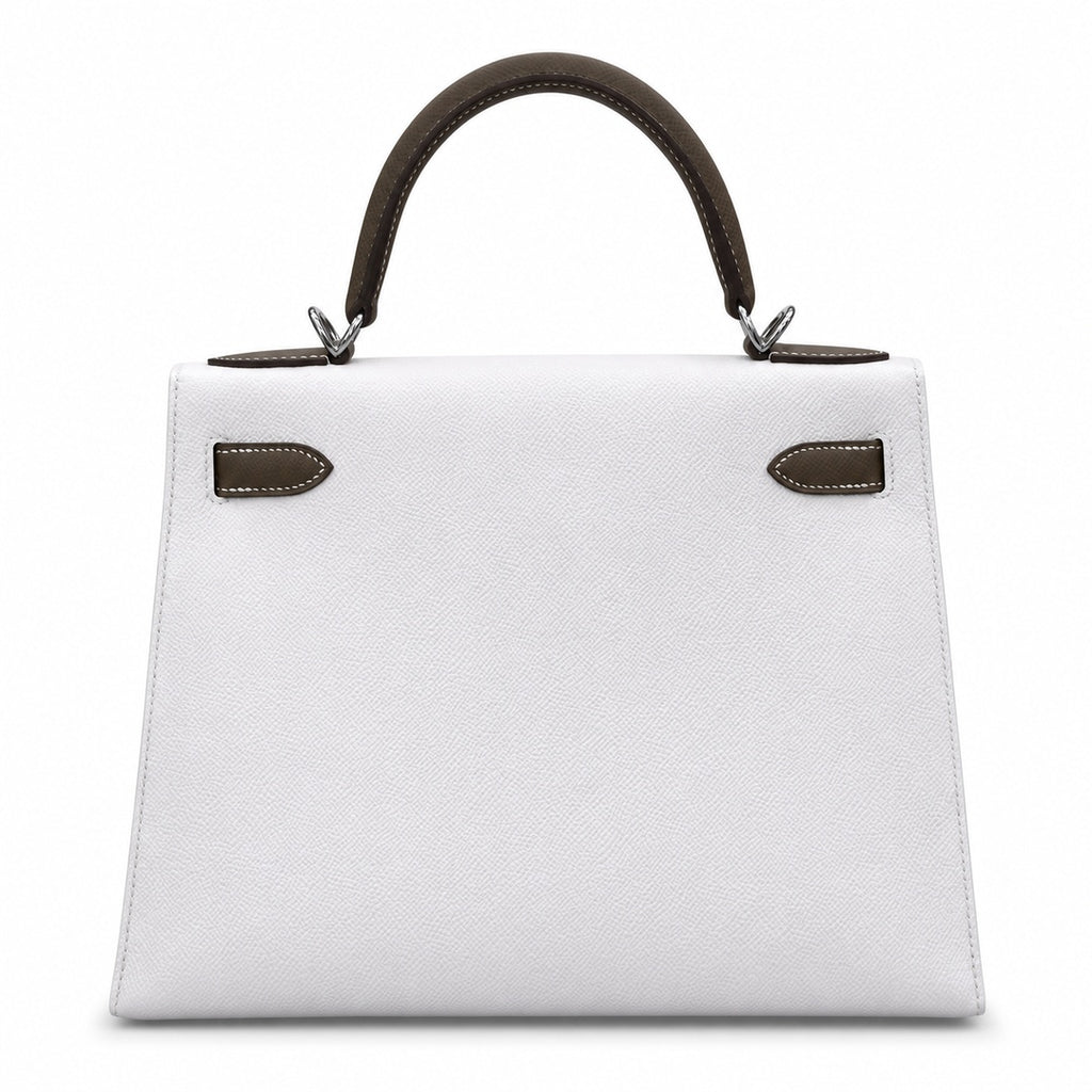 Kelly 25cm/28cm Epsom Leather 10 Craie Milkshake White 18 Etoupe Elephant Gray Top Handmade! Counter quality!