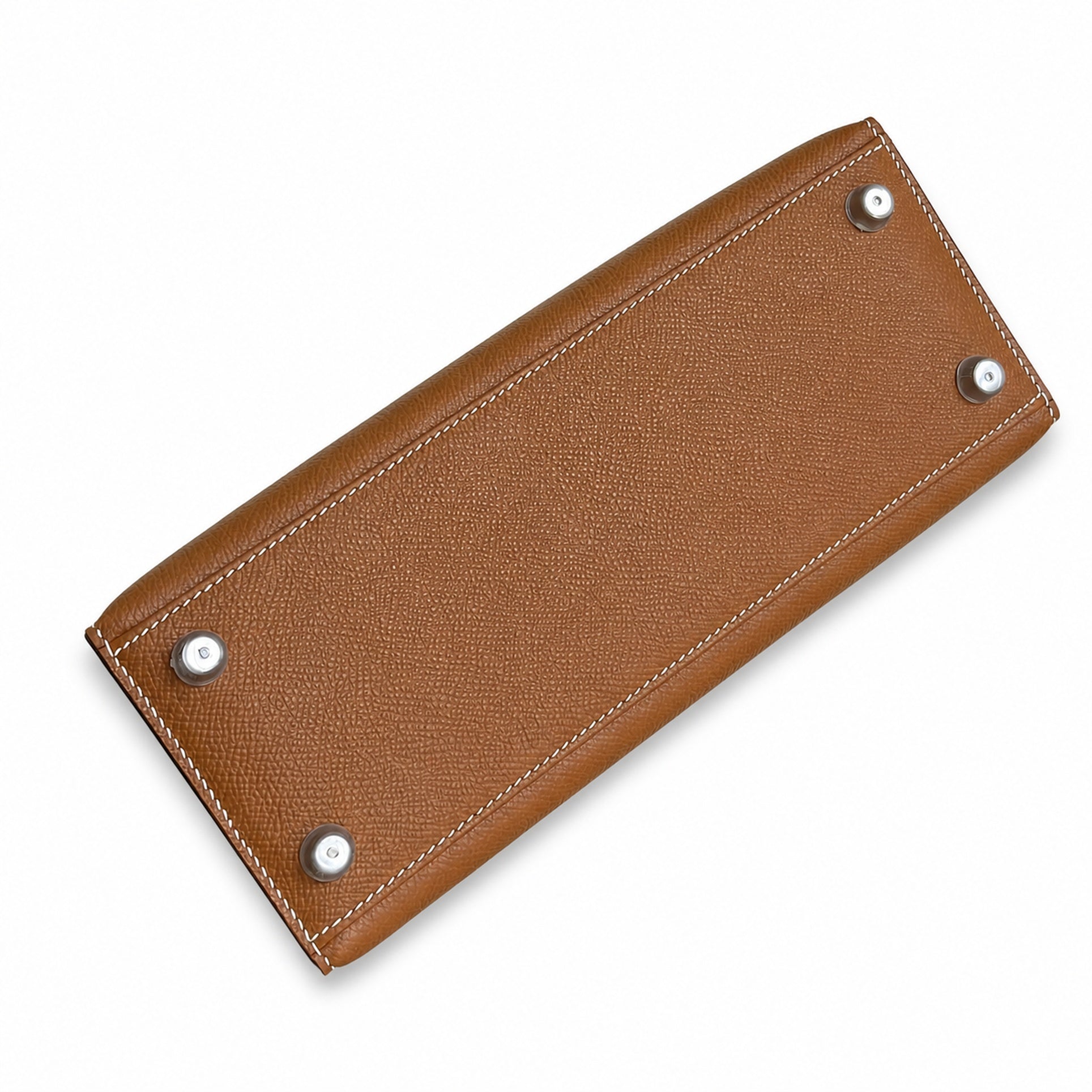 Golden brown, gold and silver buckles, Kelly 25, imported Epsom