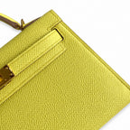 Fully hand-sewn👉Second generation Mini Kelly 19cm imported Epsom leather lemon yellow🍋 gold buckle