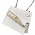 Kelly Desordre 20cm Sellier double-sided Epsom original palm print leather ck10 milkshake white Craie gold buckle GHw top hand sewing