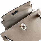 Fully hand-sewn👉Second generation Mini Kelly 19cm imported Epsom leather asphalt gray silver buckle
