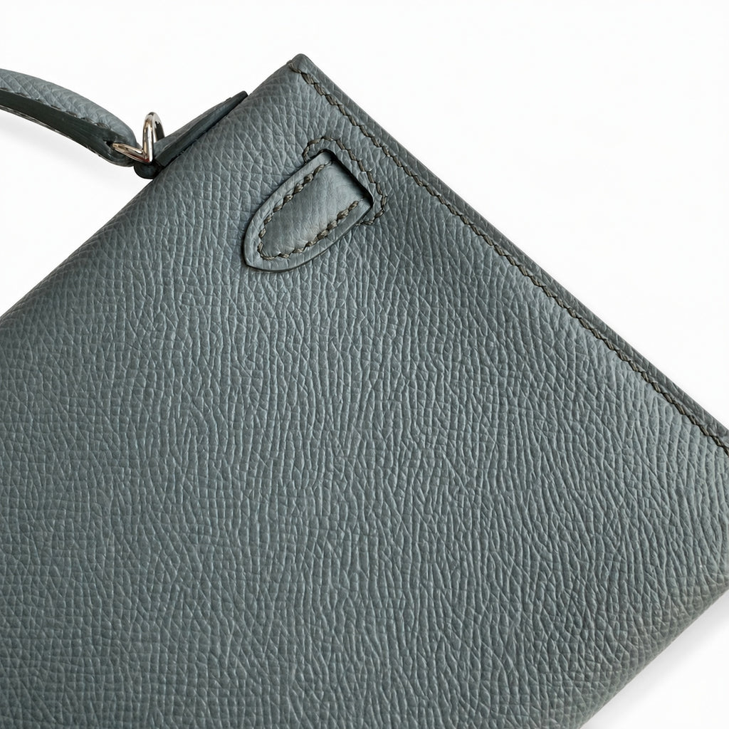 Fully hand-sewn👉Second generation Mini Kelly 19cm imported Epsom leather almond green silver buckle