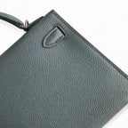 Fully hand-sewn👉Second generation Mini Kelly 19cm imported Epsom leather almond green silver buckle