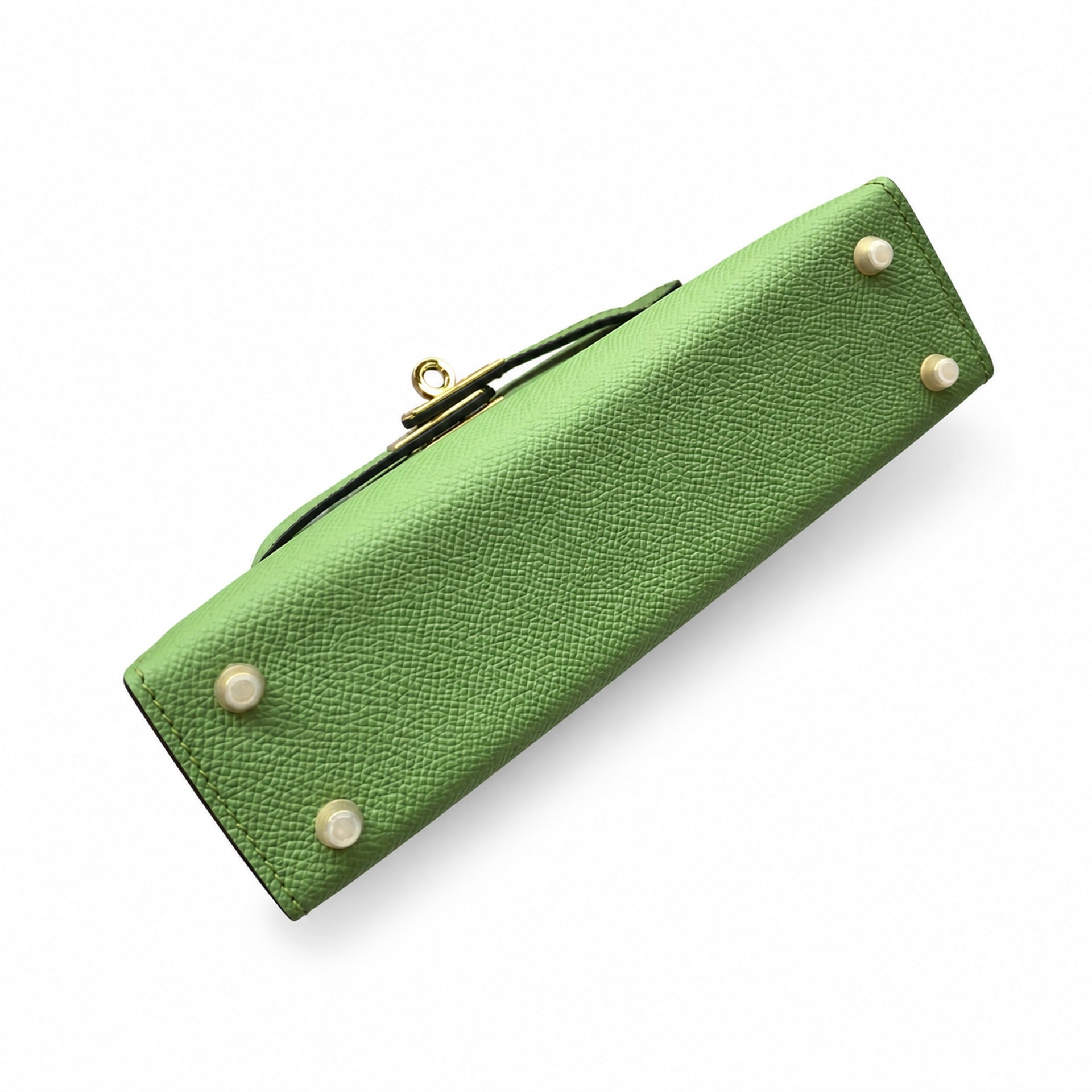 In stock: second generation Kelly 19cm imported Epsom leather avocado green 🥑 gold and silver buckle wax thread