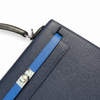 Kelly 25cm Epsom leather 2Z Blue Nuit midnight blue with 89 Noir black with 71 Bleu France French blue top handcraft! Counter quality!
