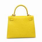 Style: Kelly Color: 9R/Lime Size: 25*17*7cm Leather: eposm From France Hardware: rose gold Kelly 25, lemon yellow, palmprint cowhide imported from France, gold buckle, high-end handmade exclusive cust