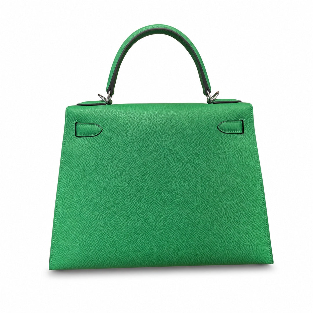 Kelly 25cm/28cm Epsom leather 1K Bombou bamboo green top handcraft! Counter quality!