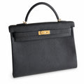 Kelly40cm togo original royal calfskin ck89 black top craftsmanship wax thread full stitching gold buckle