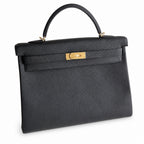 Kelly40cm togo original royal calfskin ck89 black top craftsmanship wax thread full stitching gold buckle