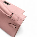 Fully hand-sewn👉Second generation Mini Kelly 19cm imported Epsom leather 3Q pink silver buckle