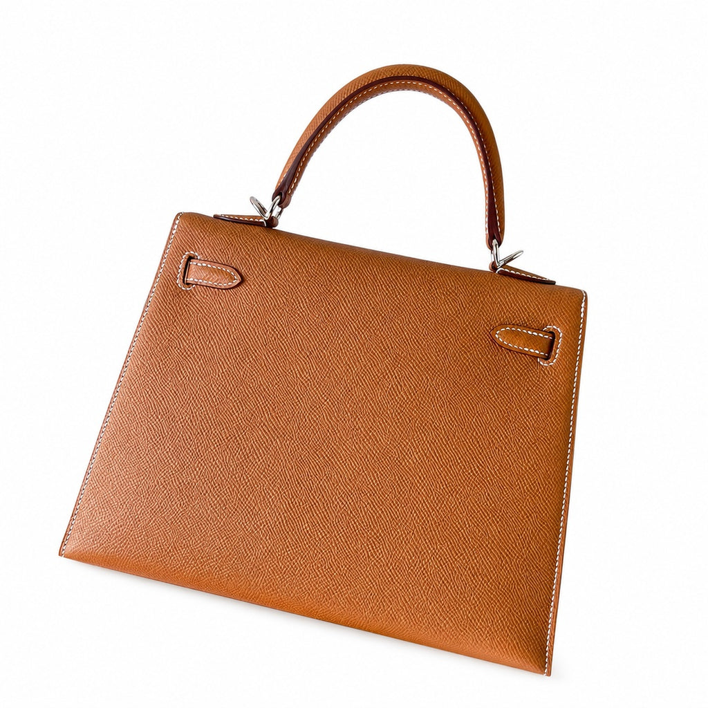 Kelly25cm Epsom original palm print leather ck37 golden brown Gold silver buckle PHW top quality fully hand-sewn Stock