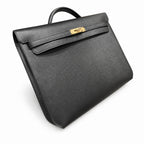 Kelly depeches 36cm Epsom leather 89 Noir black top handcrafted! Counter quality!