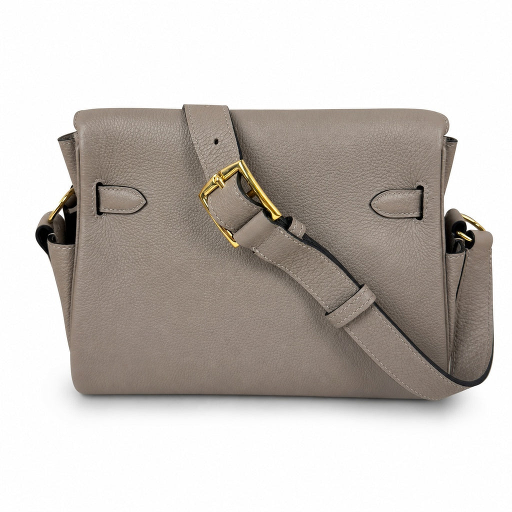 🆕 In stock Kelly Messenger messenger bag for men and women, light gray gold buckle, imported leather, all-steel hand-waxed thread, the highest cost-effectiveness on the Internet. The classic combinati
