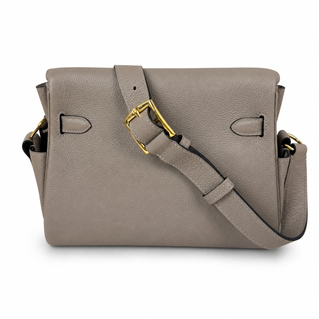 🆕 In stock Kelly Messenger messenger bag for men and women, light gray gold buckle, imported leather, all-steel hand-waxed thread, the highest cost-effectiveness on the Internet. The classic combinati