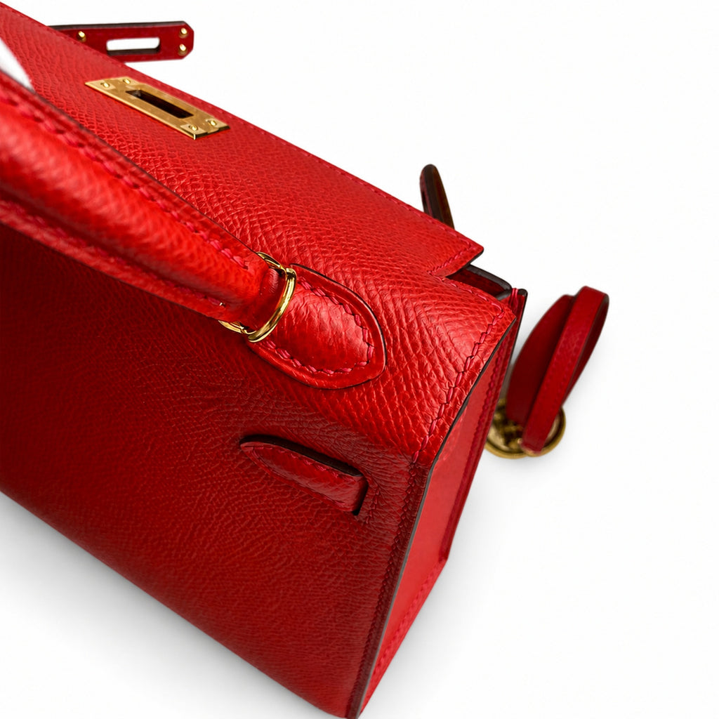 Fully hand-sewn👉Second generation Mini Kelly 19cm imported Epsom leather heart red gold buckle