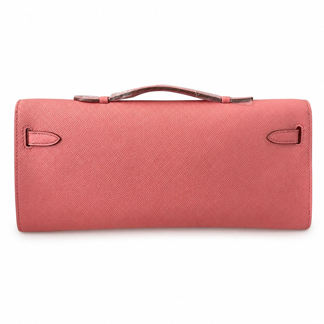 Kelly cut 31 clutch epsom milkshake powder silver buckle in stock
