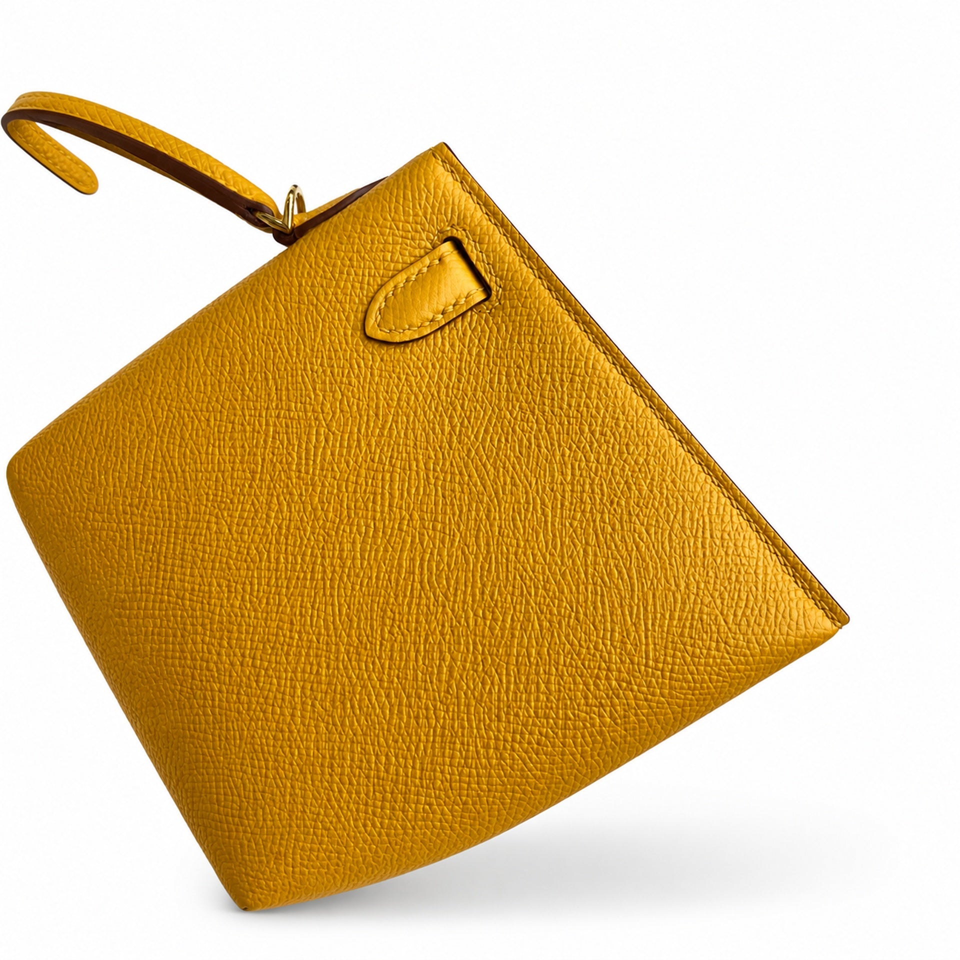 Fully hand-sewn👉Second generation Mini Kelly 19cm imported Epsom leather amber yellow gold buckle