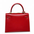 Style: Kelly Color: 5x/Rouge piment Size: 25*17*7cm Leather: Box From France Hardware: gold Kelly 25, chili red-white thread, bright cowhide imported from France, gold buckle, high-end handmade exclus