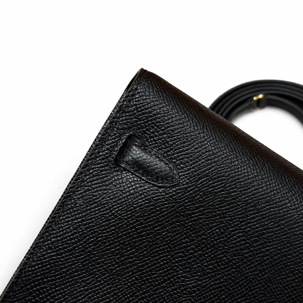 Style: Kelly to go Color: ck89/noir Size: 19*11.5*1.5cm Leather: epsom From France Hardware: gold shoulder crossbody bag, clutch bag, black, cowhide, gold buckle, high-end handmade exclusive customiza