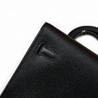 Style: Kelly to go Color: ck89/noir Size: 19*11.5*1.5cm Leather: epsom From France Hardware: gold shoulder crossbody bag, clutch bag, black, cowhide, gold buckle, high-end handmade exclusive customiza