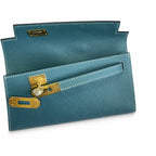 Kelly Cut 31 Clutch Epsom Leather Picture Denim Blue