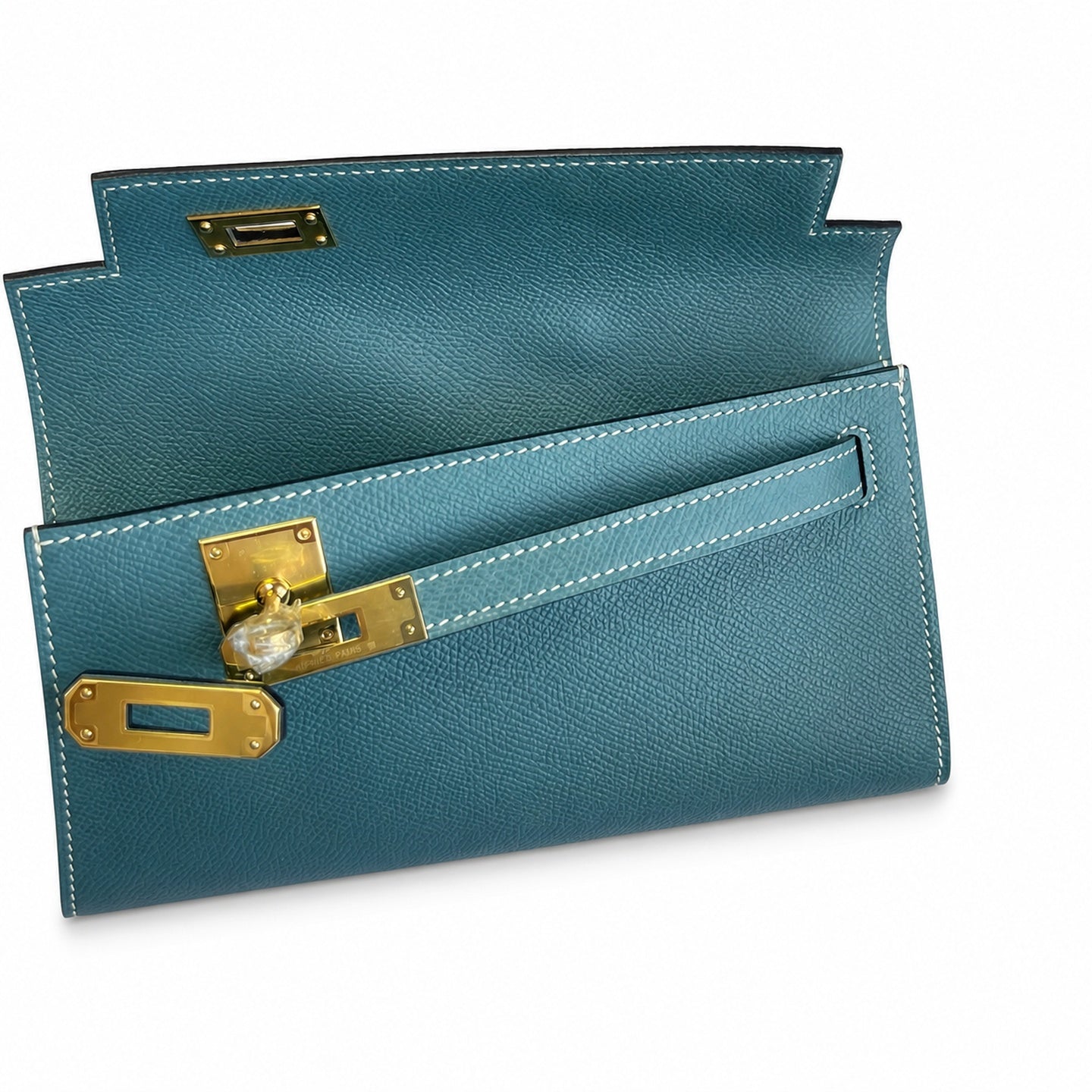 Kelly Cut 31 Clutch Epsom Leather Picture Denim Blue
