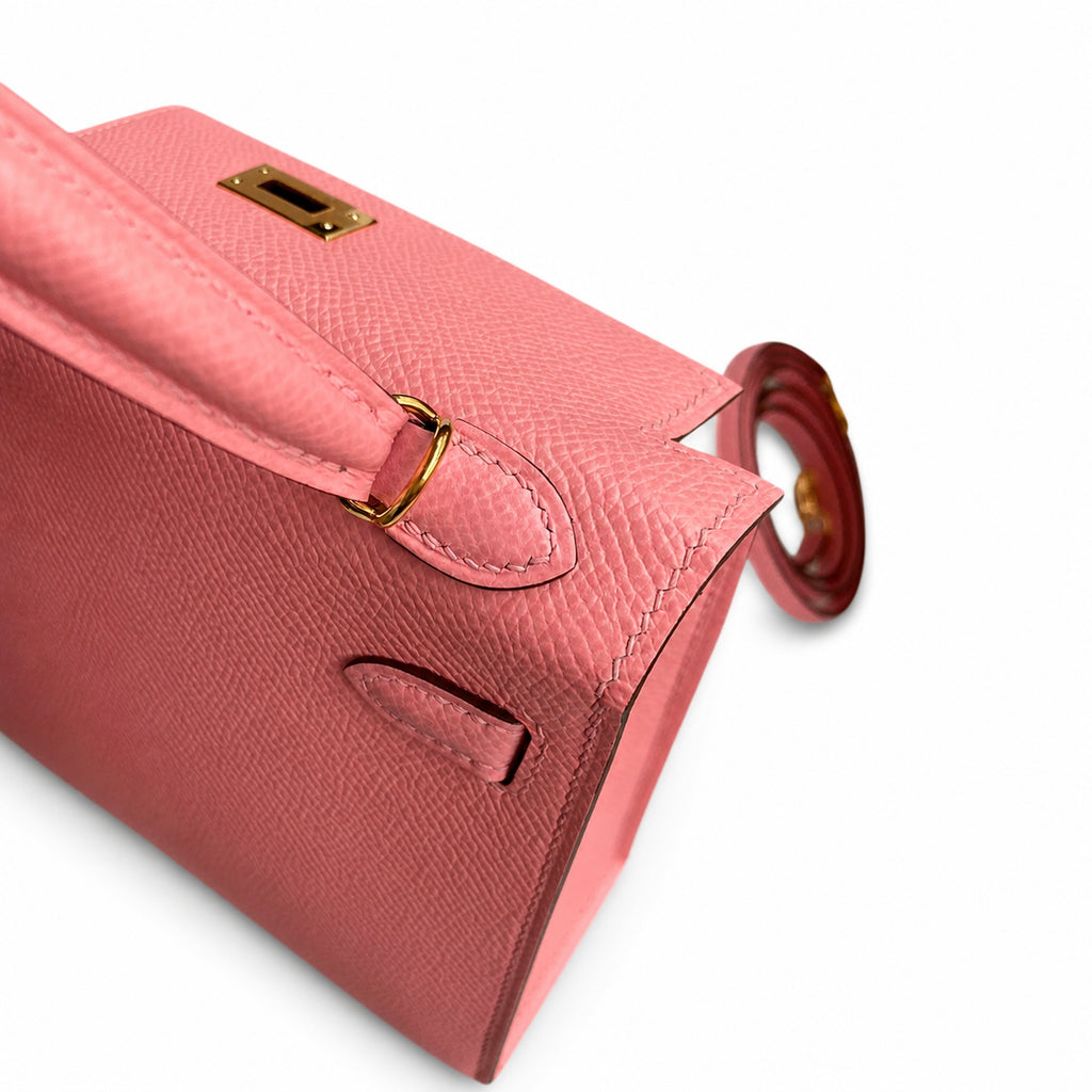 Fully hand-sewn👉Second generation Mini Kelly 19cm imported Epsom leather milkshake powder gold buckle