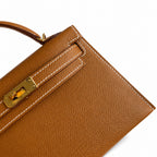 Second generation Mini Kelly 19cm Epsom leather, golden brown, gold buckle