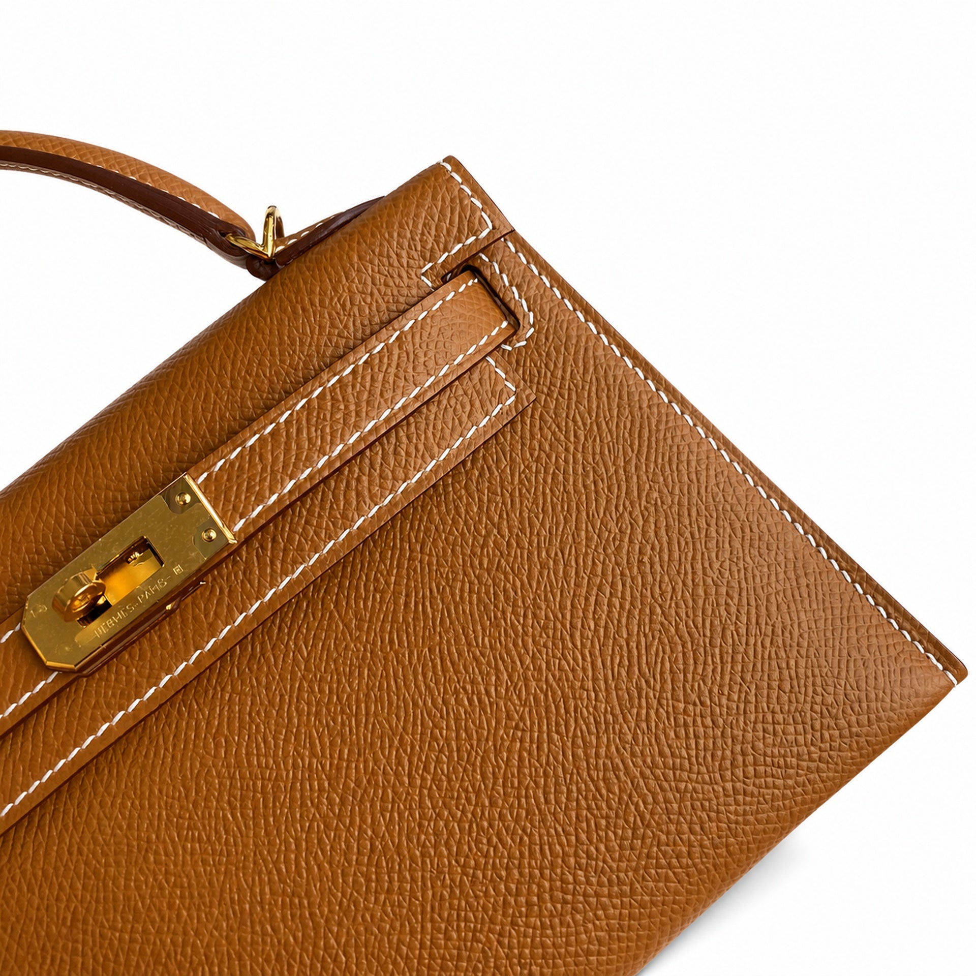 Second generation Mini Kelly 19cm Epsom leather, golden brown, gold buckle