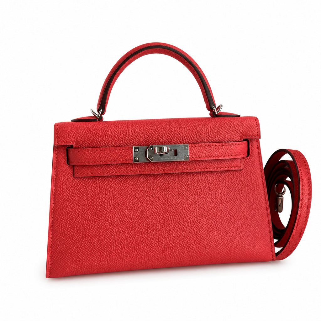 Fully hand-sewn👉Second generation Mini Kelly 19cm imported Epsom leather peach pink silver buckle