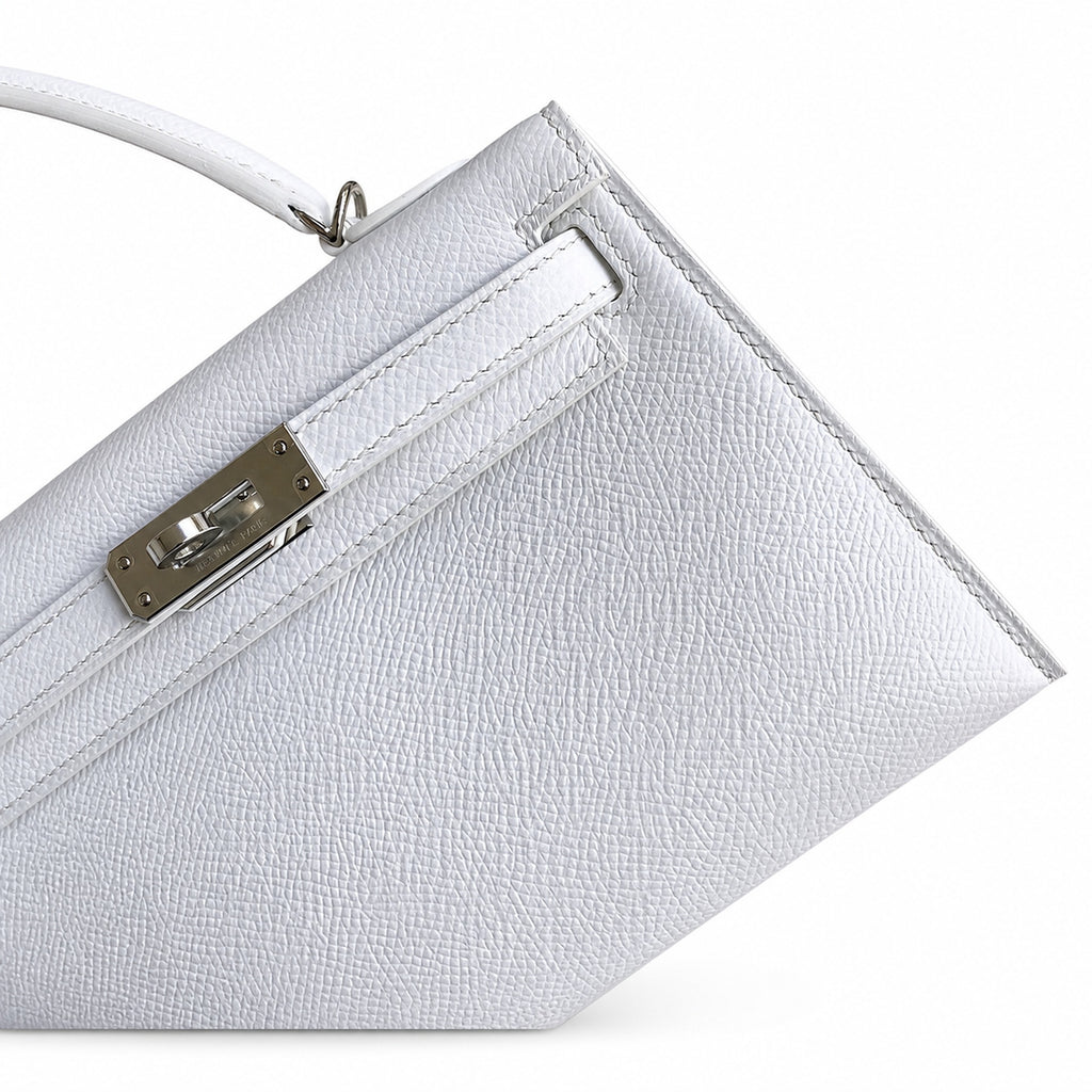 Fully hand-sewn👉Second generation Mini Kelly 19cm imported Epsom leather pure white silver buckle