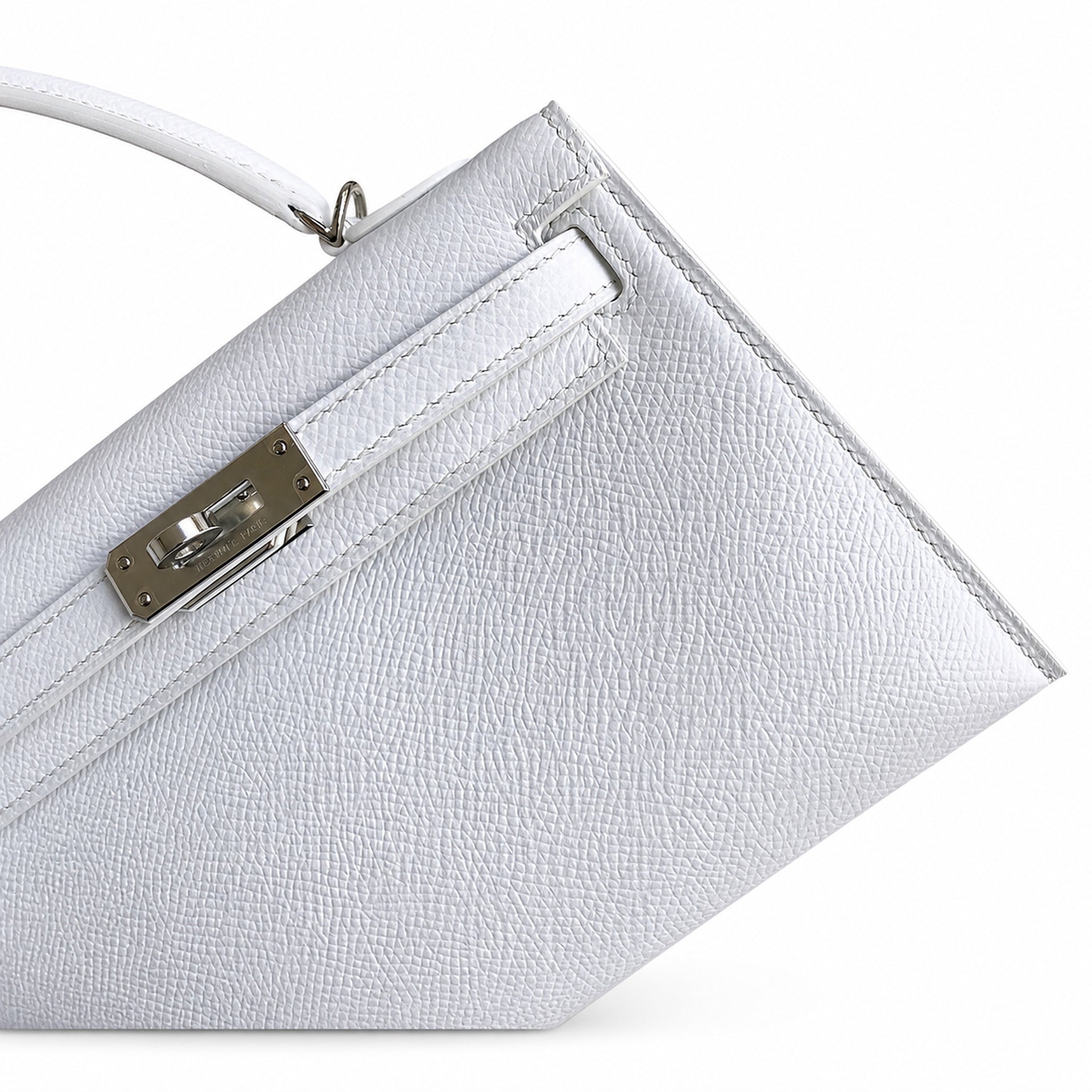 Fully hand-sewn👉Second generation Mini Kelly 19cm imported Epsom leather pure white silver buckle