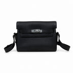 🆕 In stock Kelly Messenger messenger bag for men and women, black silver buckle, imported leather, all-steel hand-waxed thread, the highest cost-effectiveness on the Internet. The classic combination