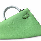 In stock: second generation Kelly 19cm imported Epsom leather avocado green 🥑 gold and silver buckle wax thread