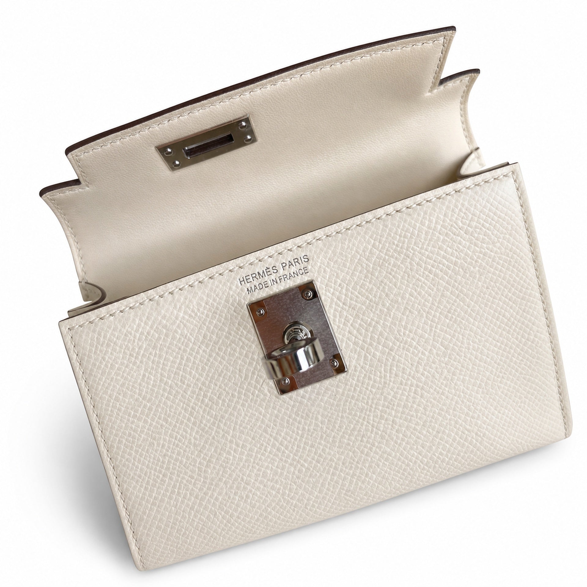 Fully hand-sewn👉Second generation Mini Kelly 19cm imported Epsom leather cream white silver buckle