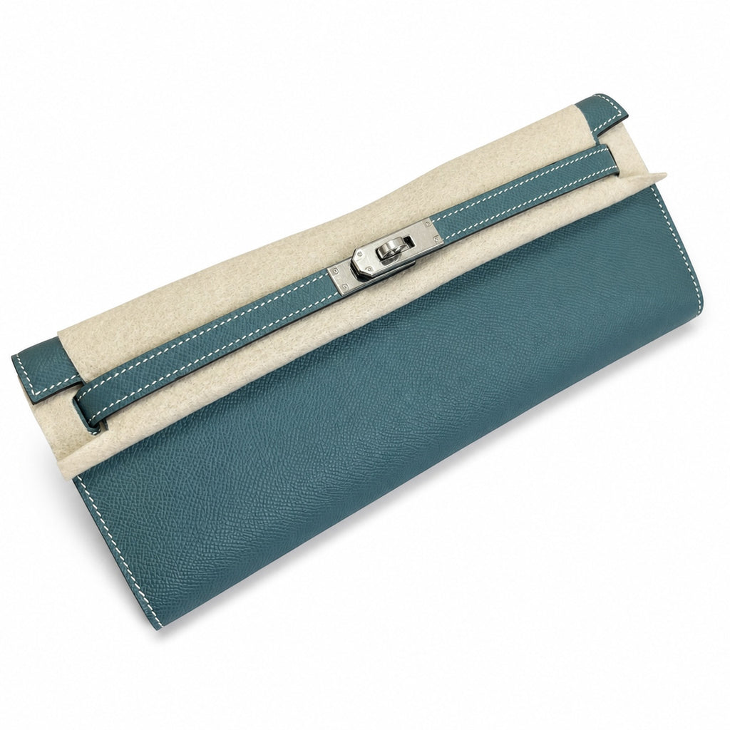 Kelly Cut 31 Clutch Epsom Leather Picture Denim Blue