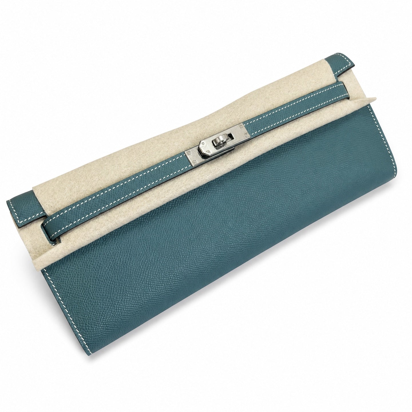 Kelly Cut 31 Clutch Epsom Leather Picture Denim Blue