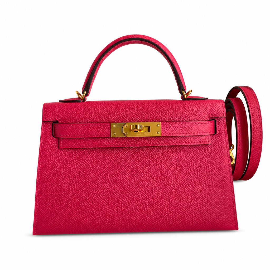Fully hand-stitched 👉Second generation Mini Kelly 19cm imported Epsom leather ultimate pink gold buckle