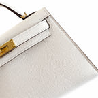 Fully hand-sewn👉Second generation Mini Kelly 19cm imported Epsom leather cream white gold buckle