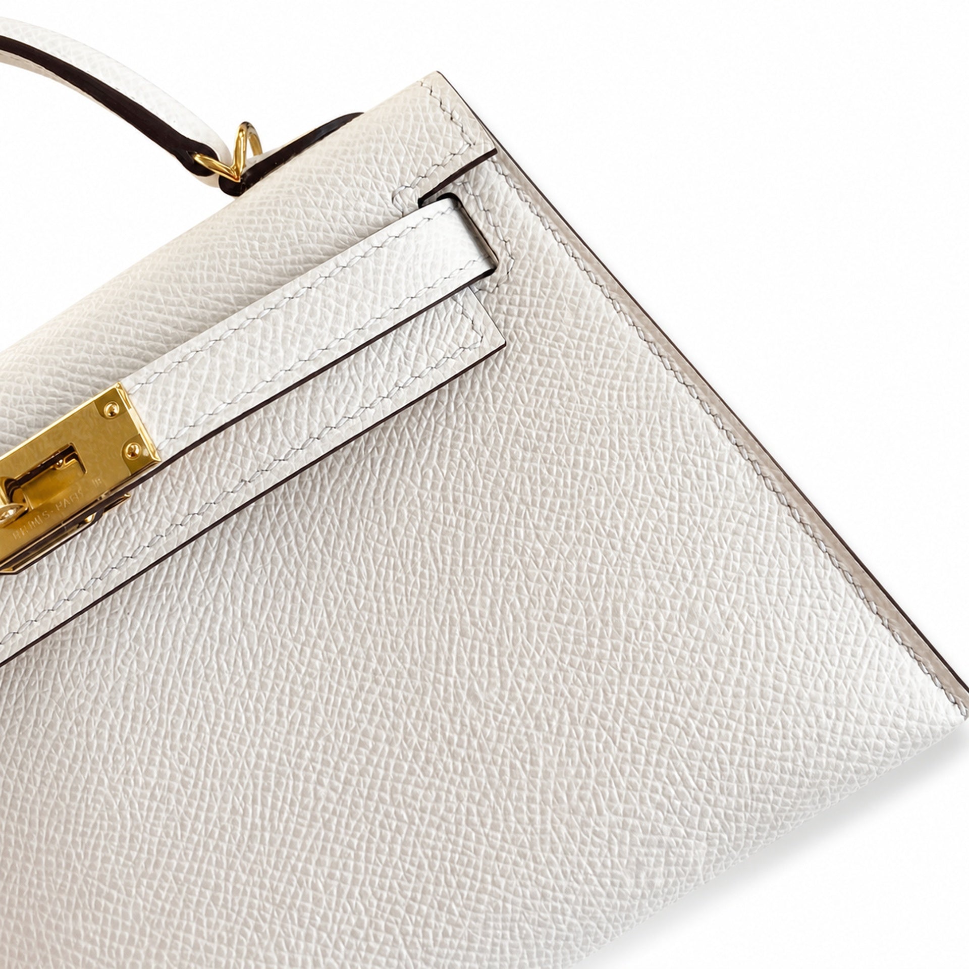 Fully hand-sewn👉Second generation Mini Kelly 19cm imported Epsom leather cream white gold buckle