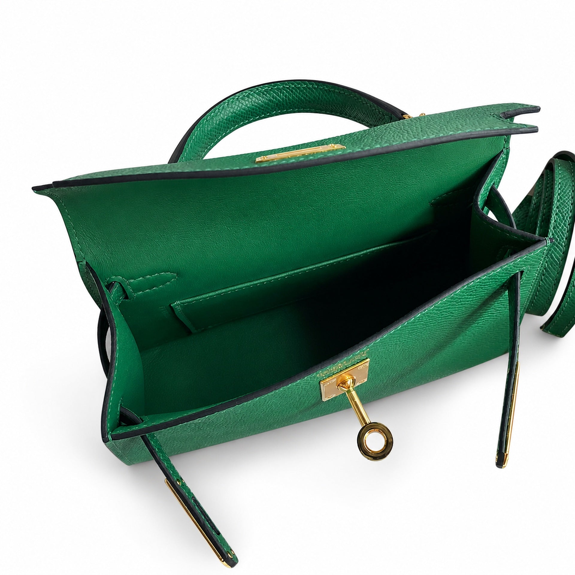 Fully hand-sewn👉Second generation Mini Kelly 19cm imported Epsom leather velvet green gold buckle