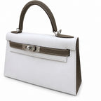 Kelly 25cm/28cm Epsom Leather 10 Craie Milkshake White 18 Etoupe Elephant Gray Top Handmade! Counter quality!