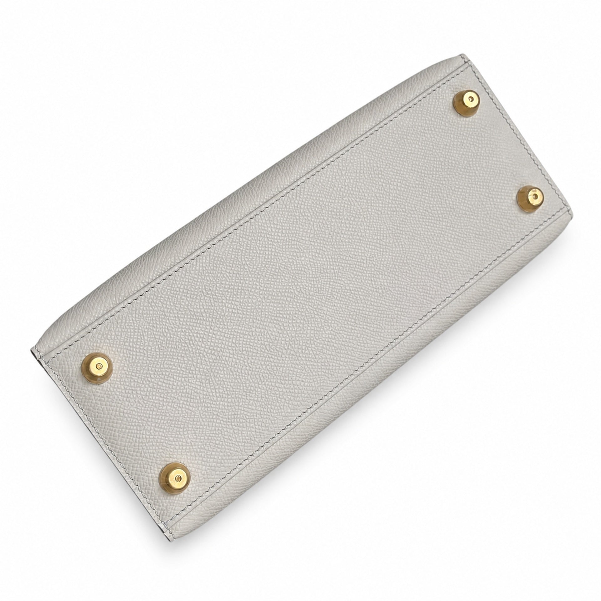 Milkshake white, gold buckle and silver buckle, Kelly 25, imported Epsom
