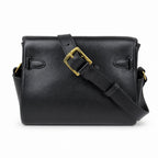 Black gold 🆕 In stock Kelly Messenger messenger bag for men and women, black gold buckle, imported leather, all-steel hand-waxed thread, the highest cost-effectiveness on the Internet. Unisex messenge