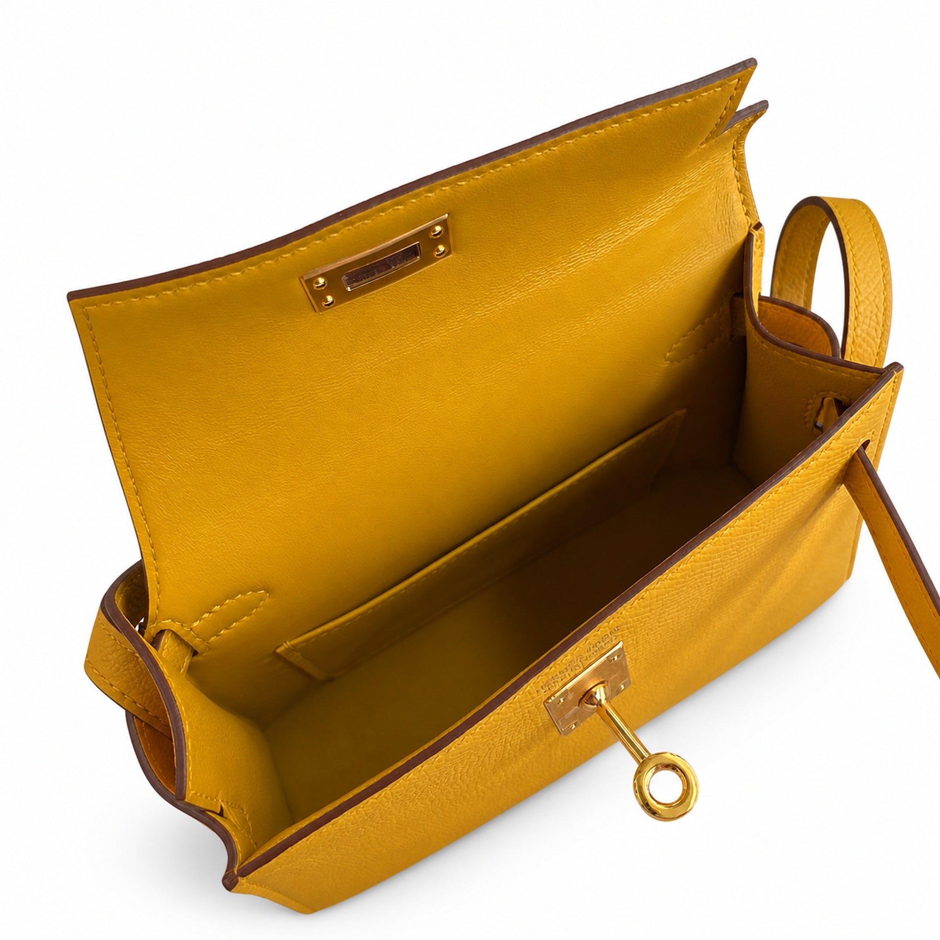 Fully hand-sewn👉Second generation Mini Kelly 19cm imported Epsom leather amber yellow gold buckle