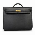 Kelly depeches 36cm Epsom leather 89 Noir black top handcrafted! Counter quality!